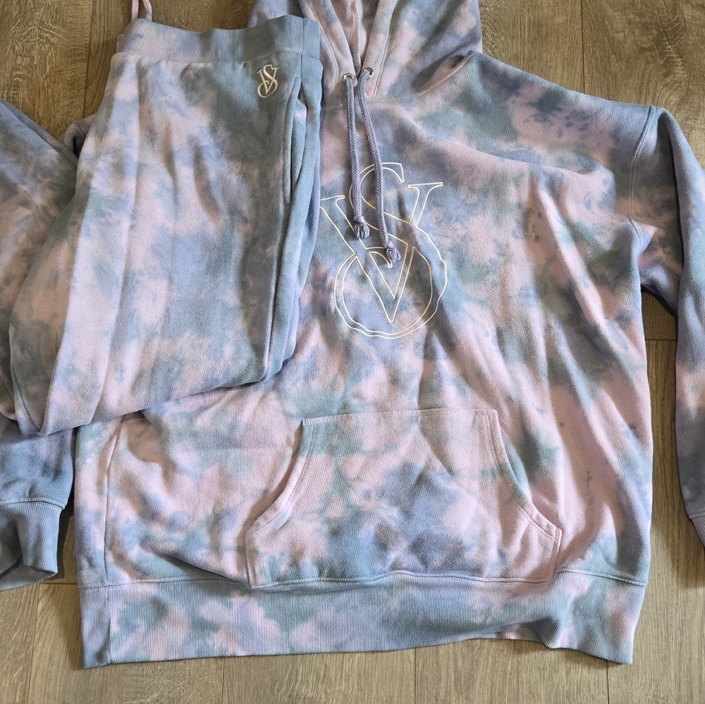 Tie-Dye Hoodie and Sweatpants Set Victorias Secret  Sweatsuit  Pink/blue Xl/xl